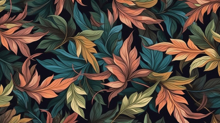 Dependable organize with clears out. Botanical foundation. Illustration, AI Generatedの素材