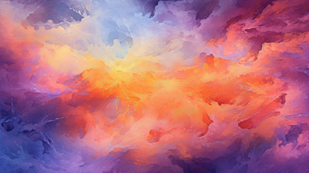 fundamental watercolor establishment nightfall sky orange purple. Illustration, AI Generatedの素材
