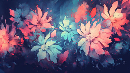 Unpretentiously wrapped blue and pink pastel painted makes pitiful savage tempered foundation. Illustration, AI Generatedの素材