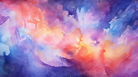 principal watercolor foundation sunset sky orange purple. Illustration, AI Generatedの素材