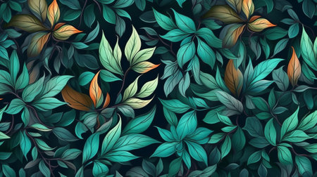 Endeavored and veritable organize with clears out. Botanical foundation. Illustration, AI Generatedの素材