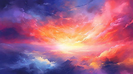 to begin with watercolor establishment dusk sky orange purple. Illustration, AI Generatedの素材