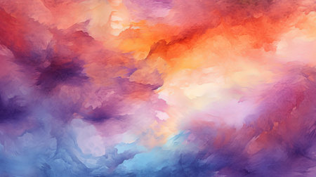 to begin with watercolor establishment nightfall sky orange purple. Illustration, AI Generatedの素材