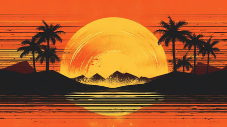 retro nightfall vintage old-fashioned organize for establishment shirt, Case, book cover and other Print on ask retro sunset vintage. Illustration, AI Generatedの素材