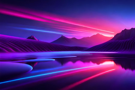 ?Shinning purple violet pink lines shining in shinning light. Creative resource, AI Generatedの素材