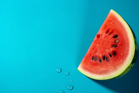 Softening watermelon cut on blue establishment with space for substance. Creative resource, AI Generatedの素材
