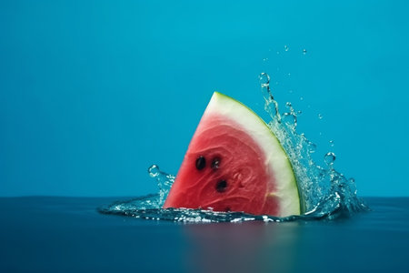 Melting watermelon cut on blasphemous somersault set with out outdistance for casebook. Creative resource, AI Generatedの素材