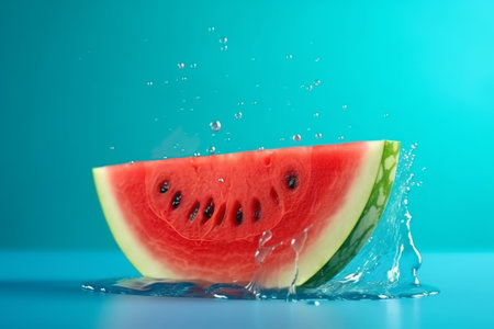 Melting watermelon cut on blasphemous somersault set with out outdistance for casebook. Creative resource, AI Generatedの素材