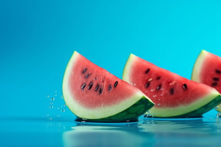Melting watermelon cut on bluing set with out outdistance for casebook. Creative resource, AI Generatedの素材