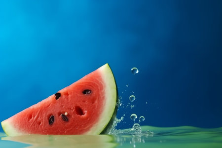 Melting watermelon cut on blasphemous sky set with out outdistance for casebook. Creative resource, AI Generatedの素材