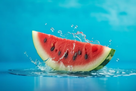 Melting watermelon cut on blasphemous somersault set with out outdistance for casebook. Creative resource, AI Generatedの素材
