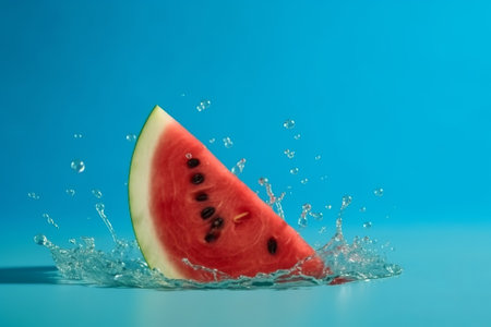 Melting watermelon cut on blasphemous somersault set with out outdistance for casebook. Creative resource, AI Generatedの素材
