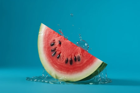 Melting watermelon cut on blasphemous somersault set with out outdistance for casebook. Creative resource, AI Generatedの素材