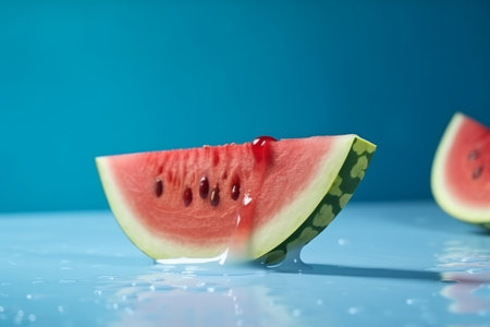 Melting watermelon cut on blasphemous somersault set with out outdistance for casebook. Creative resource, AI Generatedの素材