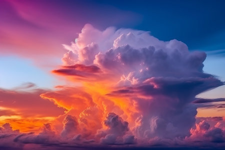 Utterly big sunset with discolor aristocratic lit by the sunlight . brilliantly epic throw. Creative resource, AI Generatedの素材