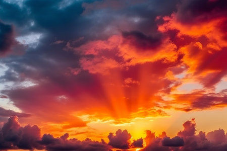 Utterly big sunset with discolor aristocratic lit by the sunlight . brilliantly epic throw. Creative resource, AI Generatedの素材