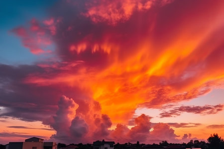 Utterly boastfully sunset with discolor aristocratic lit by the sunlight . brilliantly epic throw. Creative resource, AI Generatedの素材