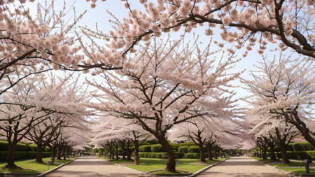 traditional Japanese flower sakura cherry bloom tree. Creative resource, AI Generatedの素材