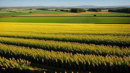 capture opinion of a huge field of barley in spring. Creative resource, AI Generatedの素材
