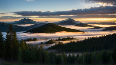 batch afforest fog morning mystic. Creative resource, AI Generatedの素材
