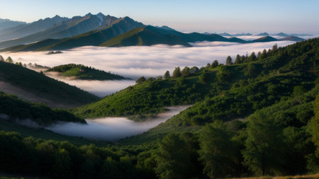 batch afforest fog morning mystic. Creative resource, AI Generatedの素材