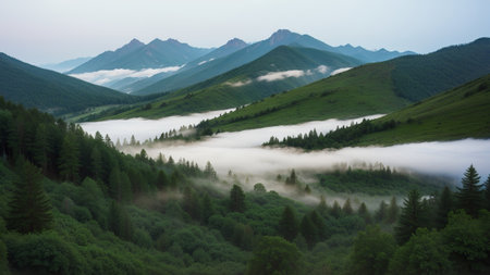 batch afforest fog morning mystic. Creative resource, AI Generatedの素材