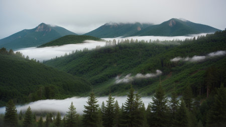batch afforest fog morning mystic. Creative resource, AI Generatedの素材