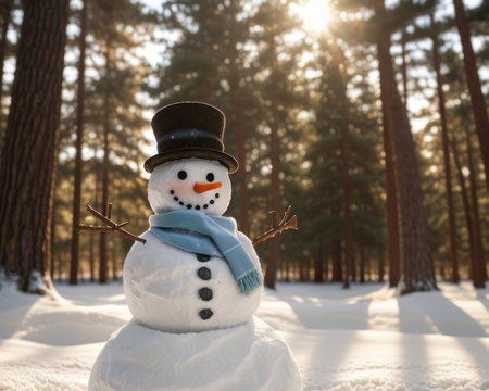 adorable snowman , winter and bamboozle. Creative resource, AI Generatedの素材
