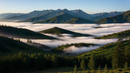 batch afforest fog morning mystic. Creative resource, AI Generatedの素材