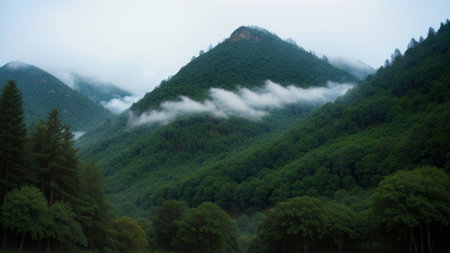 batch afforest fog morning mystic. Creative resource, AI Generatedの素材