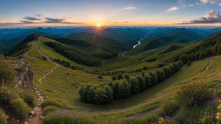 beautiful batch landscape , thousand discipline and afforest. Creative resource, AI Generatedの素材