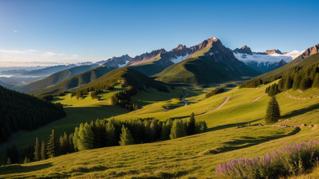 beautiful batch landscape , thousand discipline and afforest. Creative resource, AI Generatedの素材