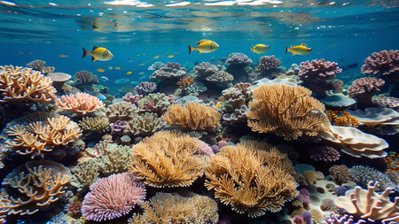 tropical ocean subaqueous Pisces on coral Witwatersrand. Creative resource, AI Generatedの素材