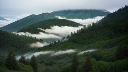 batch afforest fog morning mystic. Creative resource, AI Generatedの素材