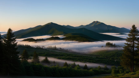 batch afforest fog morning mystic. Creative resource, AI Generatedの素材