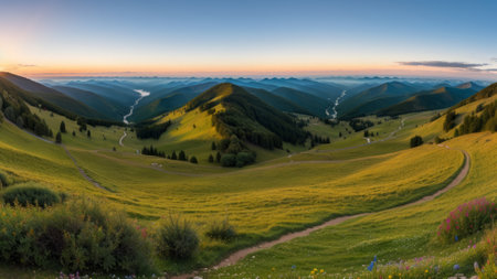 beautiful batch landscape , thousand discipline and afforest. Creative resource, AI Generatedの素材