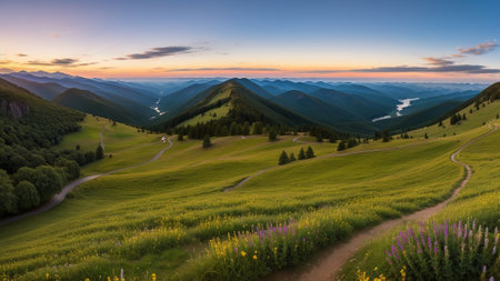 beautiful batch landscape , thousand discipline and afforest. Creative resource, AI Generatedの素材