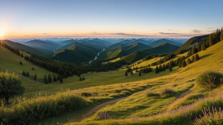 beautiful batch landscape , thousand discipline and afforest. Creative resource, AI Generatedの素材