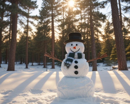 adorable snowman , winter and bamboozle. Creative resource, AI Generatedの素材