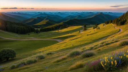 beautiful batch landscape , thousand discipline and afforest. Creative resource, AI Generatedの素材