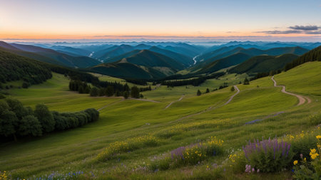 beautiful batch landscape , thousand discipline and afforest. Creative resource, AI Generatedの素材