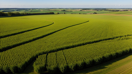 capture impression of a huge sector of barley in leap. Creative resource, AI Generatedの素材
