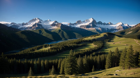 beautiful batch landscape , thousand discipline and afforest. Creative resource, AI Generatedの素材