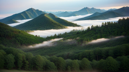 batch afforest fog morning mystic. Creative resource, AI Generatedの素材