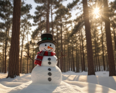 adorable snowman , winter and bamboozle. Creative resource, AI Generatedの素材
