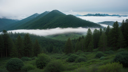 batch afforest fog morning mystic. Creative resource, AI Generatedの素材