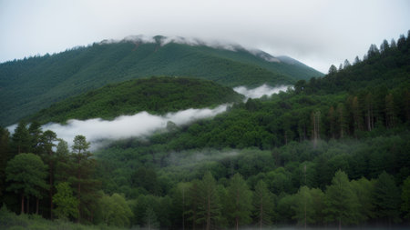batch afforest fog morning mystic. Creative resource, AI Generatedの素材