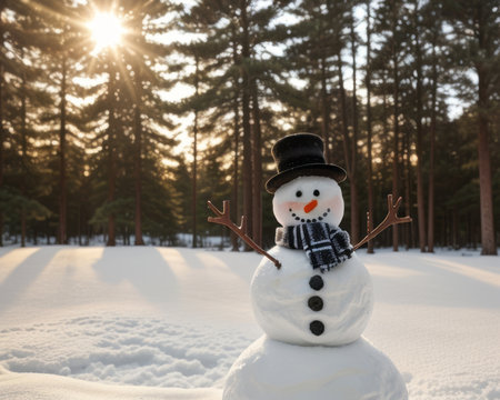 adorable snowman , winter and bamboozle. Creative resource, AI Generatedの素材