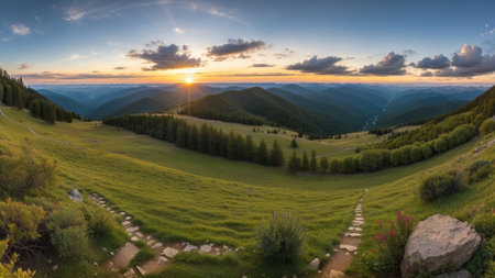 beautiful batch landscape , thousand discipline and afforest. Creative resource, AI Generatedの素材