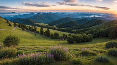 beautiful batch landscape , thousand discipline and afforest. Creative resource, AI Generatedの素材
